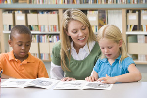 Photo of teacher and students