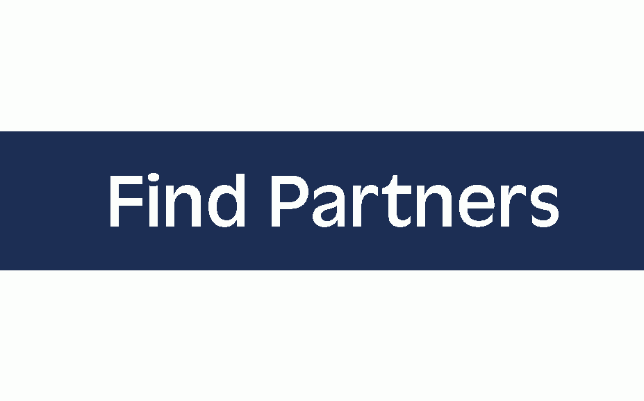 Dark blue button with text that reads "Find Partners"