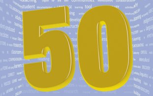 Cover graphic of the number 50 in big gold font